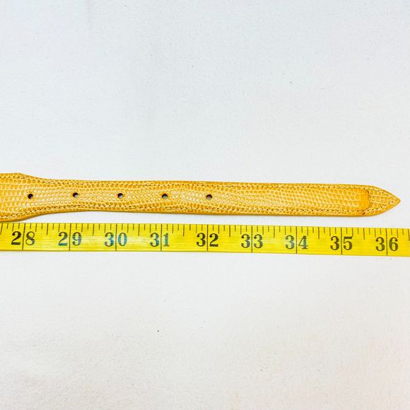 Flemings West End Womens Buckleless Belt Small Yellow Beige Lizard Skin - Picture 14 of 15